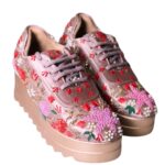 Elegant Embroidered Bridal Shoes – Pink Floral Design - Image 2