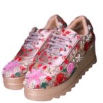 Elegant Embroidered Bridal Shoes – Pink Floral Design