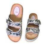 Stylish Silver Slip-On Flat with Buckle & Sequin Detailing - Image 3